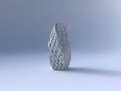 Vase twisted bent quadratic with checker grid lattice 3D print model