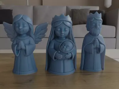 Charming Nativity Scene STL 3D Model 3D print model