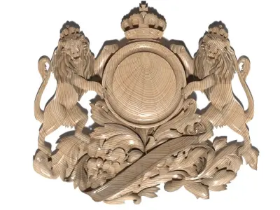 Cartouche-037 ornate carving of flower and leaves 3D model
