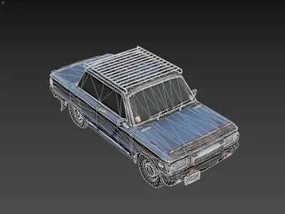 3D model of a car with a roof rack Low-poly 3D model