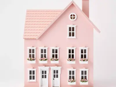 Charming Pink Dollhouse Model Pack Low-poly 3D model