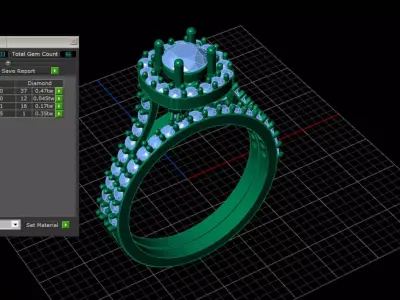 solitaire and band wedding ring 3D print model