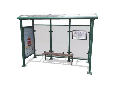 Old Bus Stop Low-poly PBR Low-poly 3D model