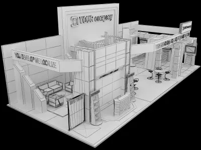  Booth Exhibition Stand a584a 3D model