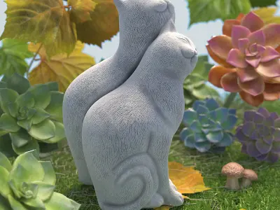 Happy couple cats Low-poly 3D model