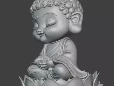 Chibi Buddha with Lotus Base 3D print model