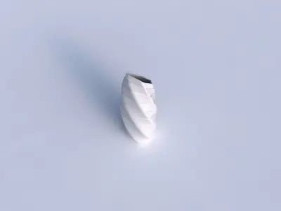 Vase twisted bent hexagon with smooth horizontal dents 3D print model
