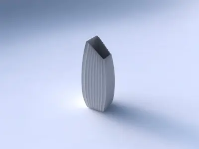 Vase bent rectangle with extruded vertical lines 3D print model