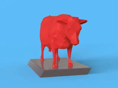 Low Poly Sculpture Cow 3D print model