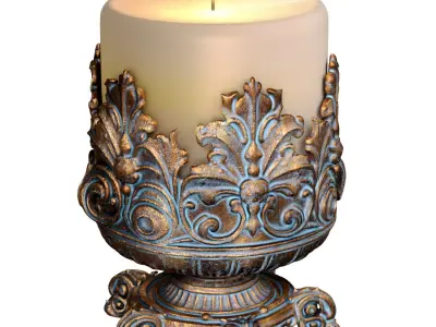 Bronze Rustic Candle Holder Antique Candlestick in Classic Style 3D model