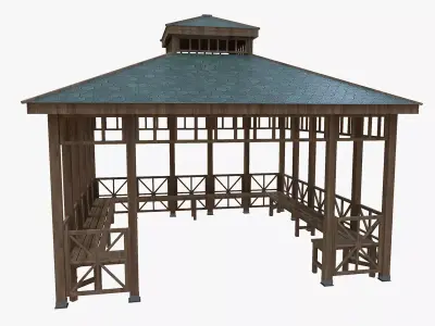 Wood Garden Pergola - Gazebo 03  Low-poly 3D model