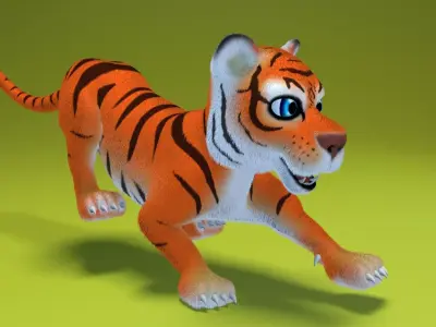 cartoon tiger Low-poly 3D model