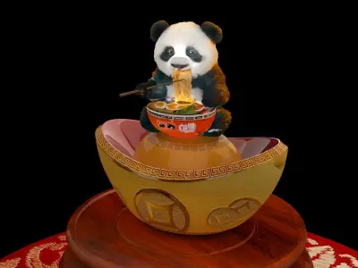 Chinese ramen panda figure  3D model