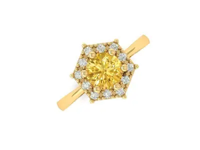 Elegant Hexa Floral Gemstone Ring 3D Model 476 3D print model