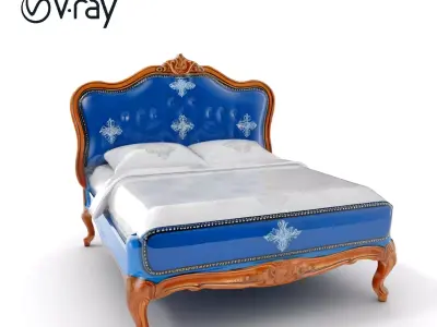 Elegant Baroque Bed Model Pack Low-poly 3D model