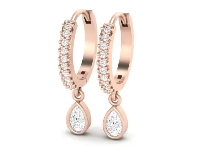 Hoop Earrings With Stone 12mm Radius 3D print model