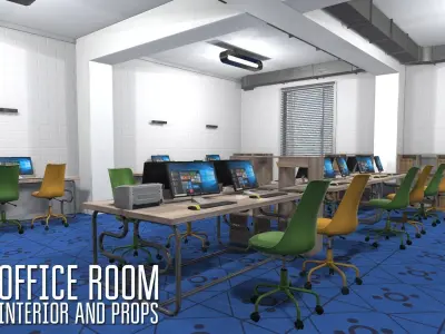 Office room - interior and props 3D model