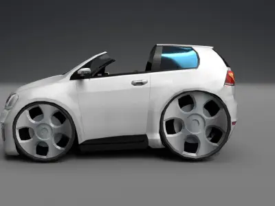 vw golf cartoon car Low-poly 3D model