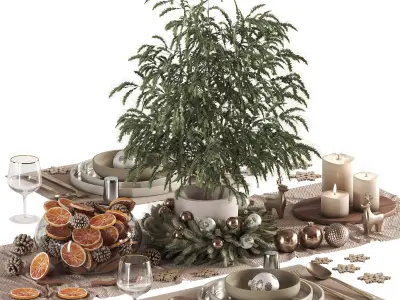 tableware setting christmas N047 3D model