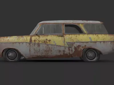 Abandoned Car - Ford Taunus Classic Low-poly 3D model