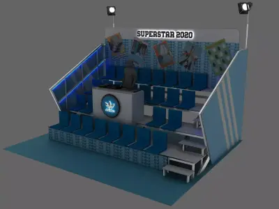Adidas DJ desk-audience tribune 3D model