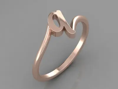 Alphabet Ring Q 3D print model