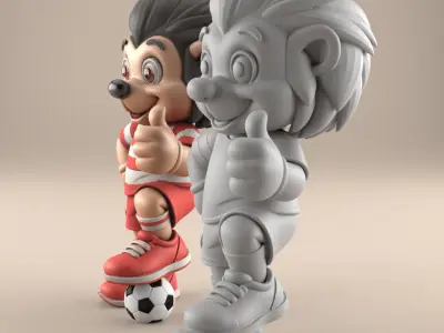 Cute Soccer Lion STL 3D Print Model 3D print model