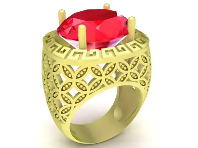 Luxury Gemstone Men Ring 3D Model for Jewelry Casting 3825 3D print model