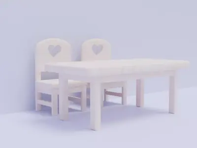 Kids Table and Chairs Low-poly 3D model
