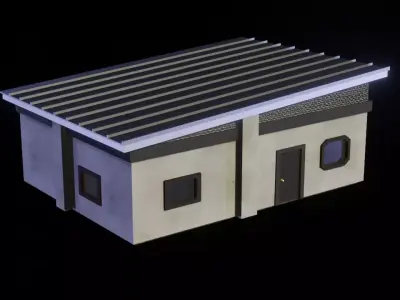 Small 1-Storey Single Floor Suburban Cabin Low-poly 3D model