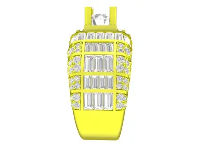 6964 Luxury Baguette Diamond Men Ring 3D print model