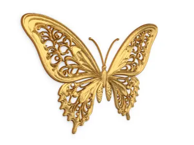 Classic butterfly decor ornament carved 54 3D model