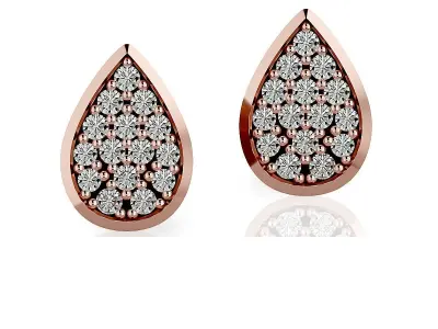 Earrings-102410 rose gold plated tear shaped stud earring wit... 3D print model