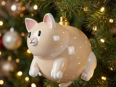Cute Cat Christmas Ornament 3D print model