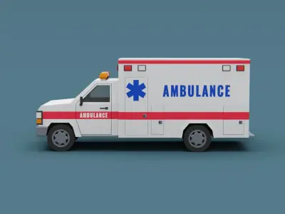 Stylized City Ambulance truck  Low-poly 3D model