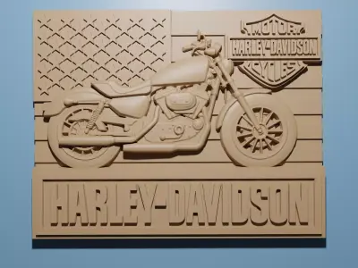 Harley Davidson Motorbike STL 3D Model cnc Router Engraver  3D print model