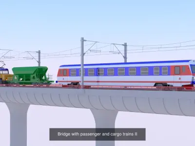 Railway station and bridge IV 3D Model Collection