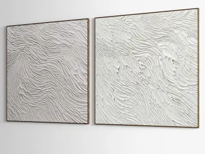 Plaster two square photo frames 01 Low-poly 3D model