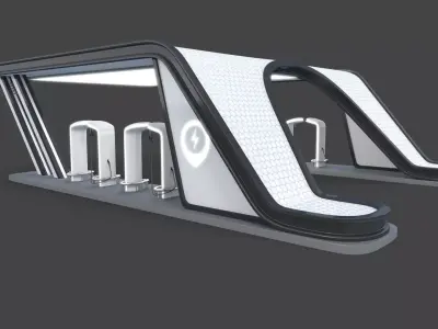 Electric Vehicle Charging Low-poly 3D model