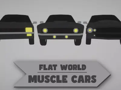 Flat World - Muscle Cars Low-poly 3D model