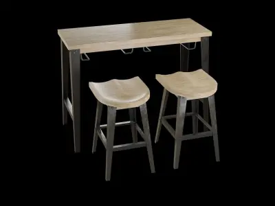 Dining Table Set-05 Low-poly 3D model