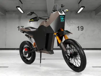 Modern Electric Motorcycle High Poly Model 3D model