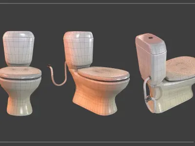 Toilet with seat Low-poly 3D model