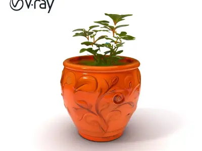 Decorative Plant Pot with Foliage Model Pack Low-poly 3D model