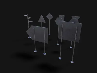 Street Signboard Pack Low-poly 3D model