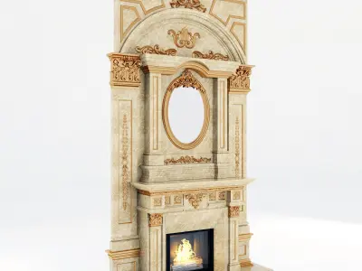 classical marble fireplace 6 3D model
