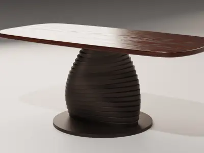 Wooden table with spiral base - stylized furniture model 3D model