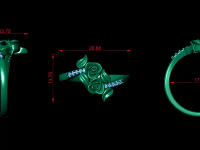 Flower jewelry ring 3D print model