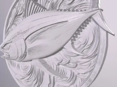 Bluefin Tuna 3 basrelief for 3D printing 3D print model