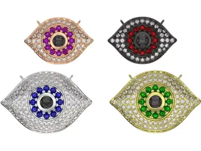 Diamond eye gold pendant 3d print model Sterling silver necklace 3D print model